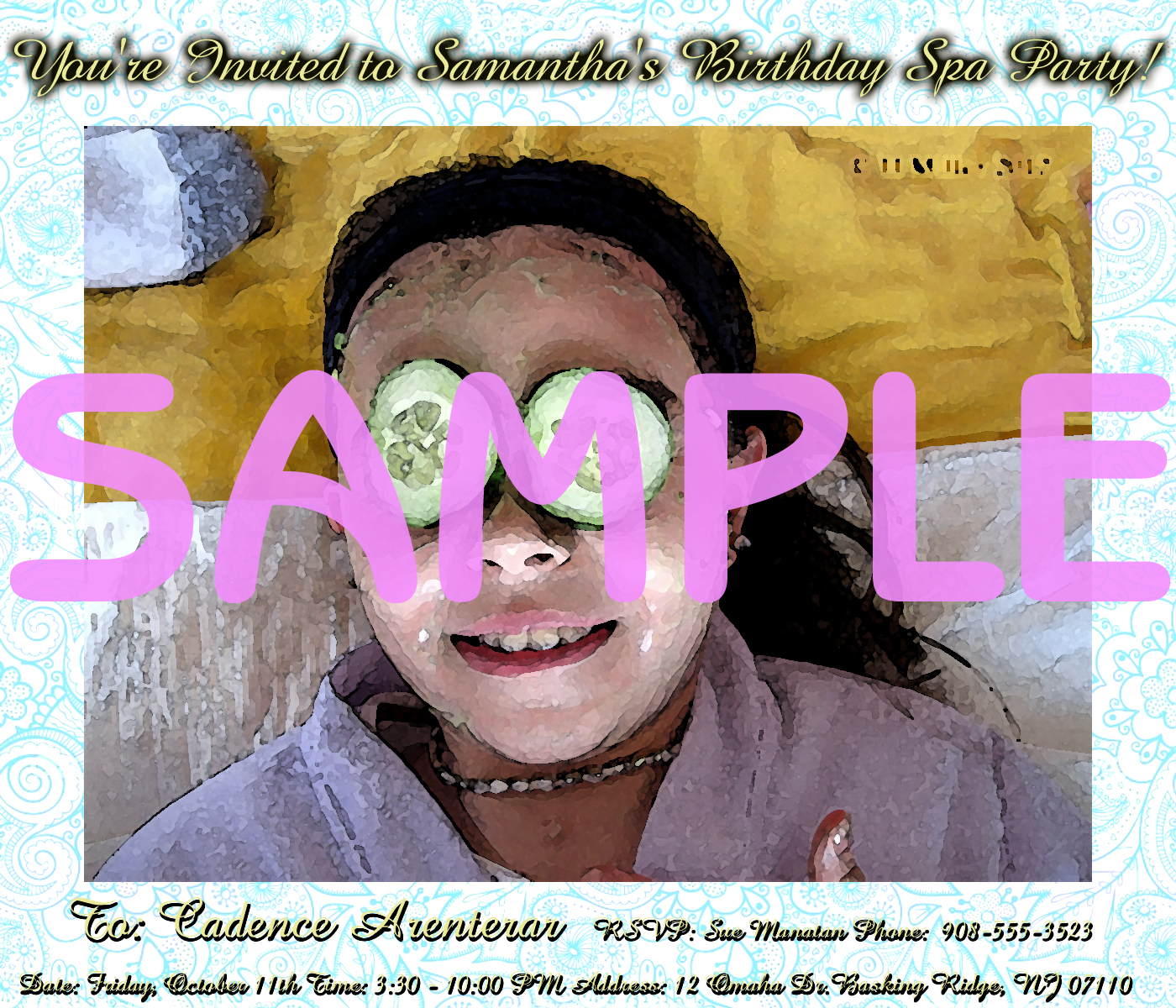 Spa Birthday Invitation Elegant and Stylish Pearls and Cukes Spa Birthday Invitation Elegant and Stylish Pearls and Cukes