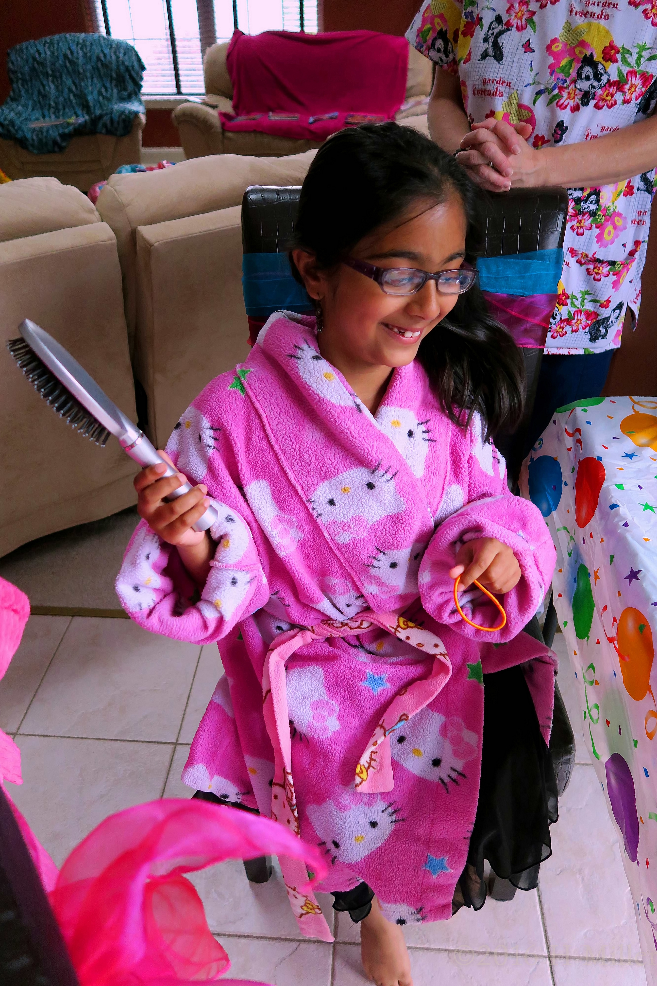The Birthday Girl Brushing Her Hair. The Birthday Girl Brushing Her Hair.