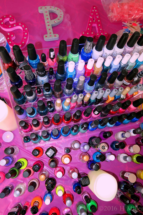 Girls Spa Party Nail Art Area, View From Above Girls Spa Party Nail Art Area, View From Above