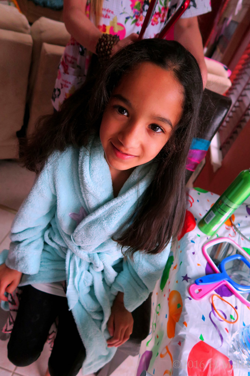 Having Her Hair Straightenend At Aashi's Spa Party. Having Her Hair Straightenend At Aashi's Spa Party.