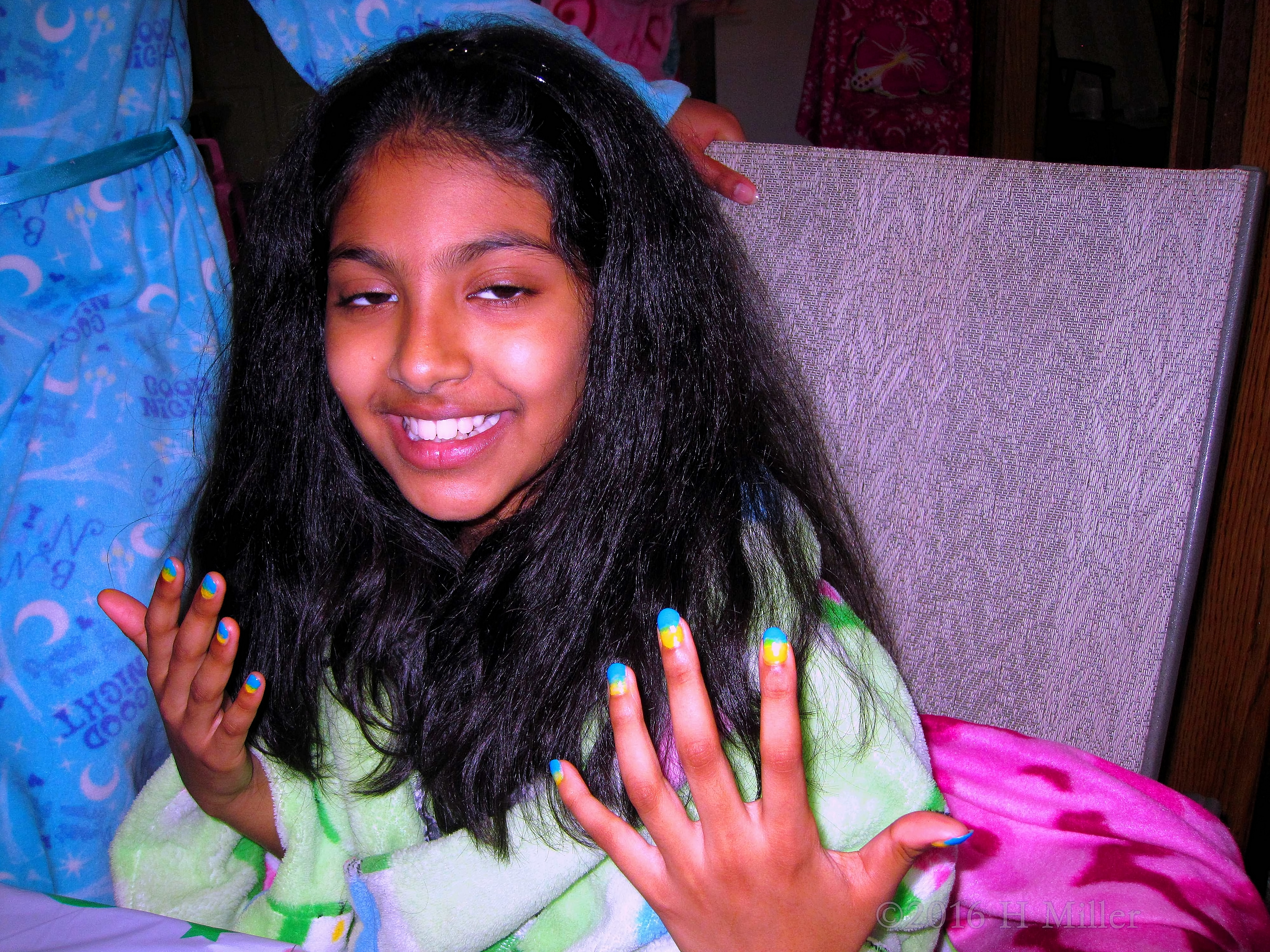 She Is Happy With Her New Manicure. She Is Happy With Her New Manicure.