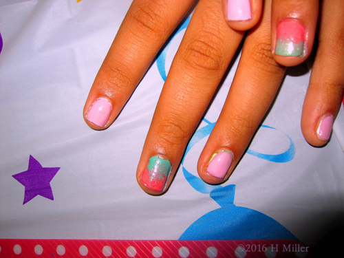 Kids Mini Mani With Ombre Accent Nail. Kids Mini Mani With Ombre Accent Nail.