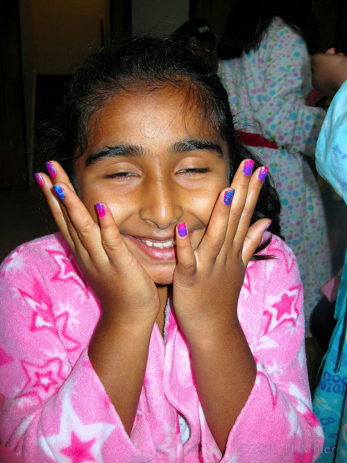 She Is Soo Happy With Her Awesome Girls Manicure