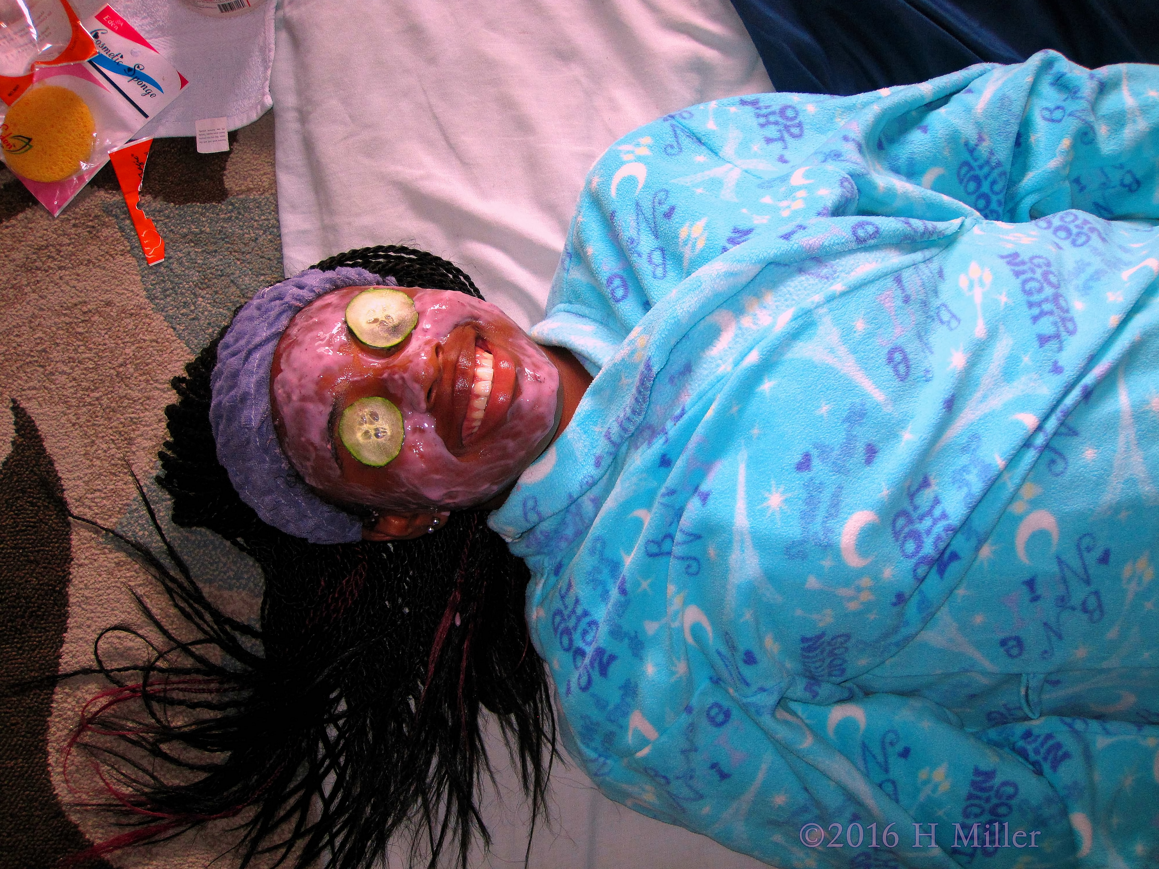 Smiling Wide During Her Kids Facial Smiling Wide During Her Kids Facial