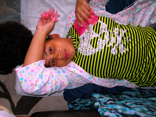 Relaxing With Her Manicure Protectors On Relaxing With Her Manicure Protectors On