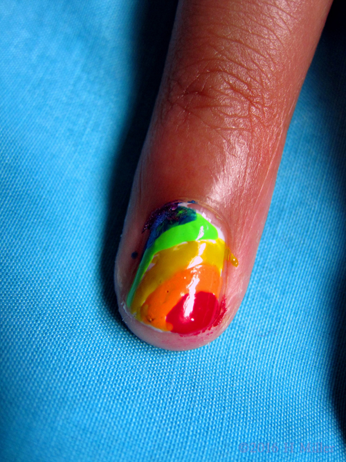 Awesome Rainbow Accent Nail Art