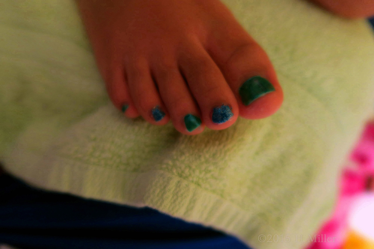 A Pedi With Blue And Green 