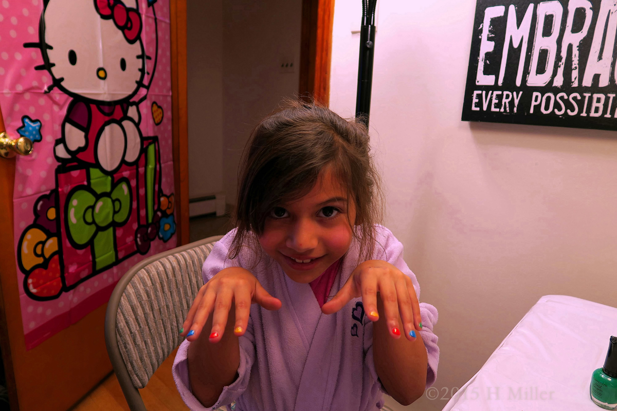 Making A Silly Face During Her Kids Manicure 