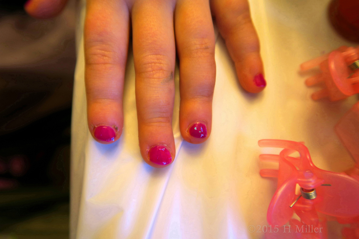 Hot Pink With Special Glitter For The Kids Nail Spa 