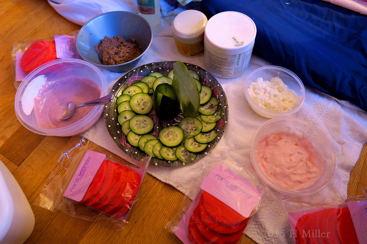 The Kids Spa Party Facial Activity Area Complete With Cucumbers For The Eyes! 