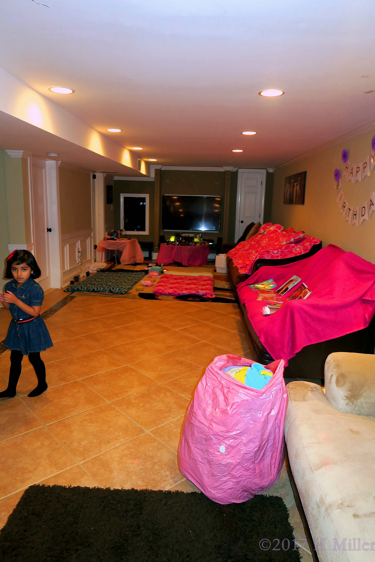 A Long Shot Of The Kids Spa Party Room. 