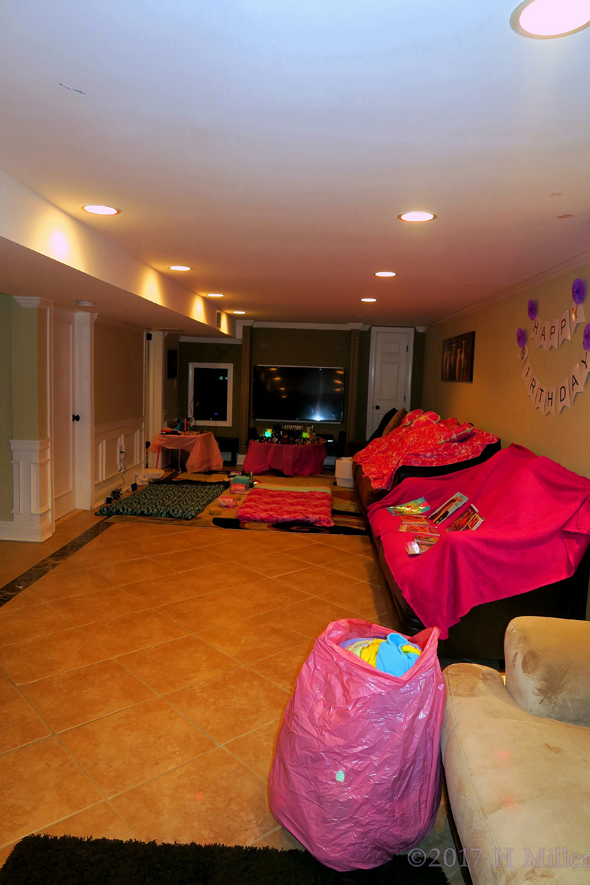 The Room Decorated For The Kids Party. 