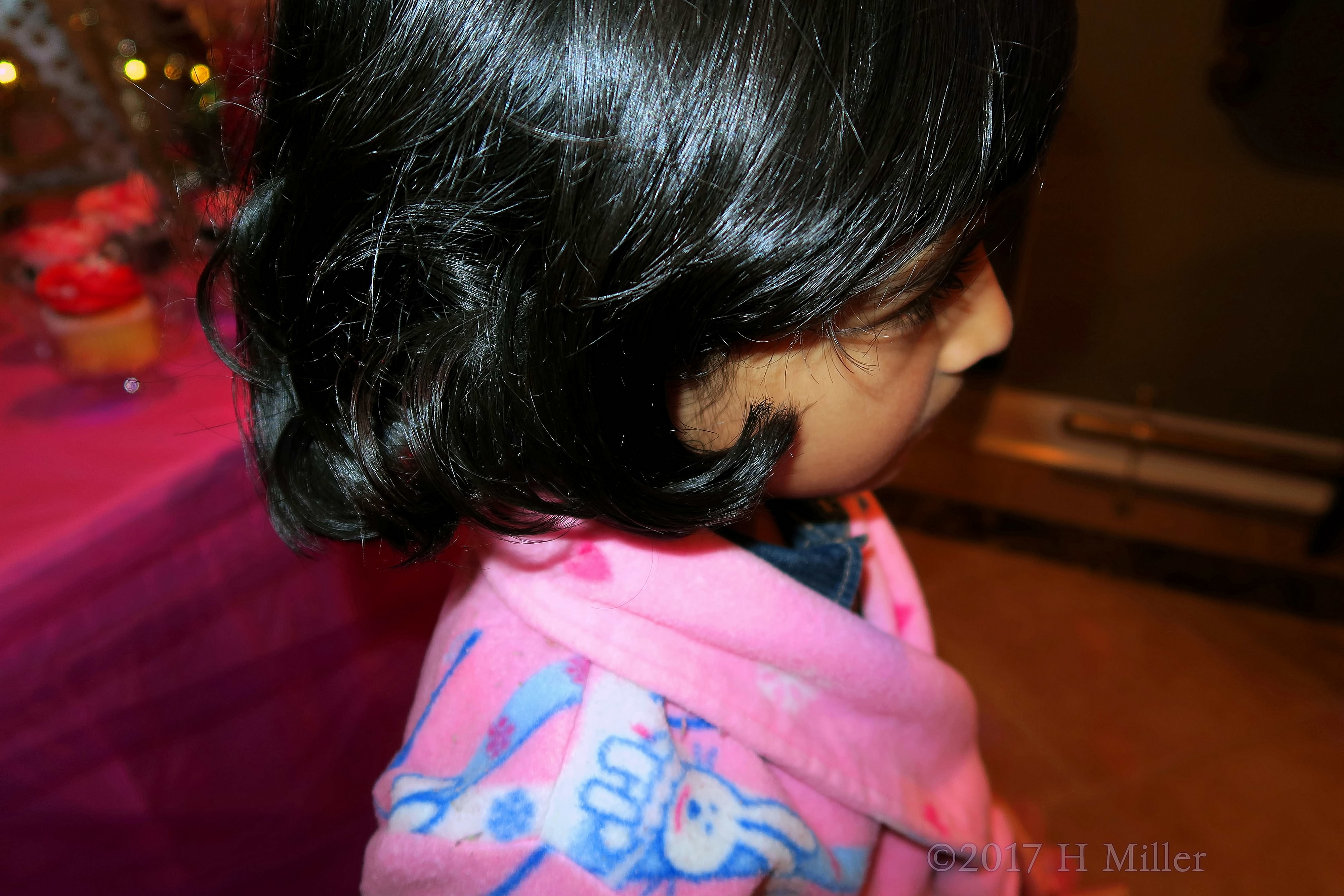 Close Up Of Her Hair That Was Just Curled. 