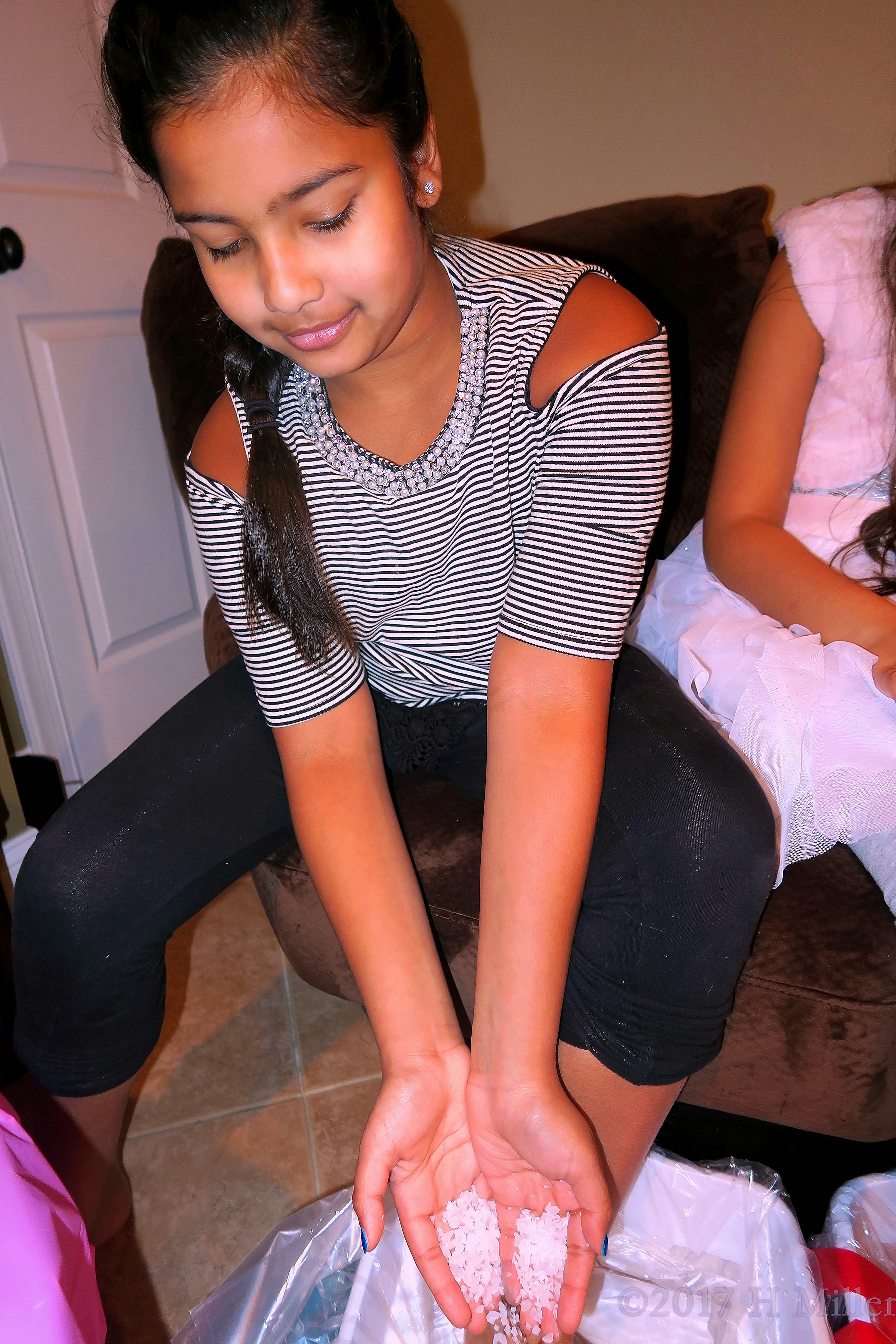 Smiling Before Dropping The Salt In The Kids Pedi Footbath. Smiling Before Dropping The Salt In The Kids Pedi Footbath.