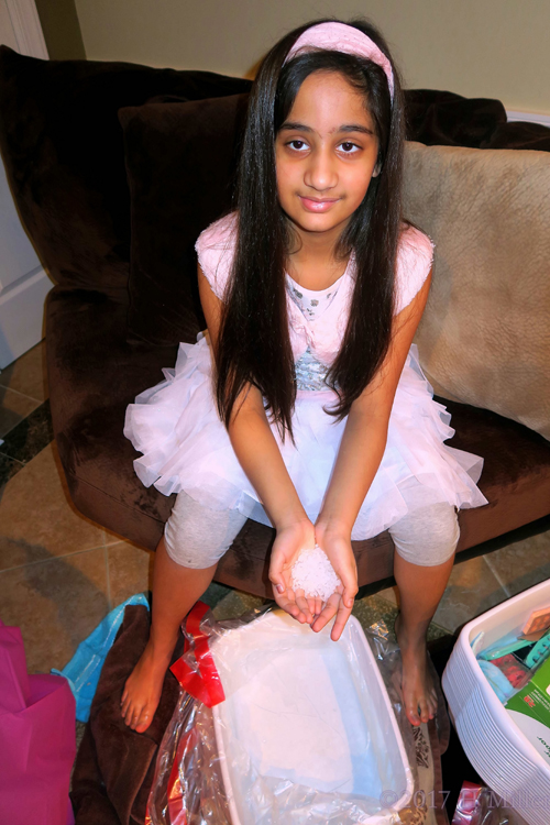 Getting Ready To Drop The Salt In The Footbath For The Kids Pedi. Getting Ready To Drop The Salt In The Footbath For The Kids Pedi.