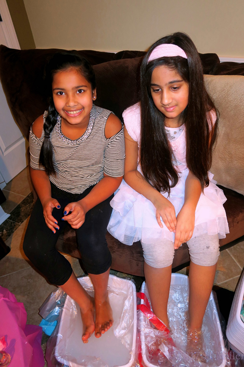 Smiling Together During Kids Pedicure Footbaths. Smiling Together During Kids Pedicure Footbaths.