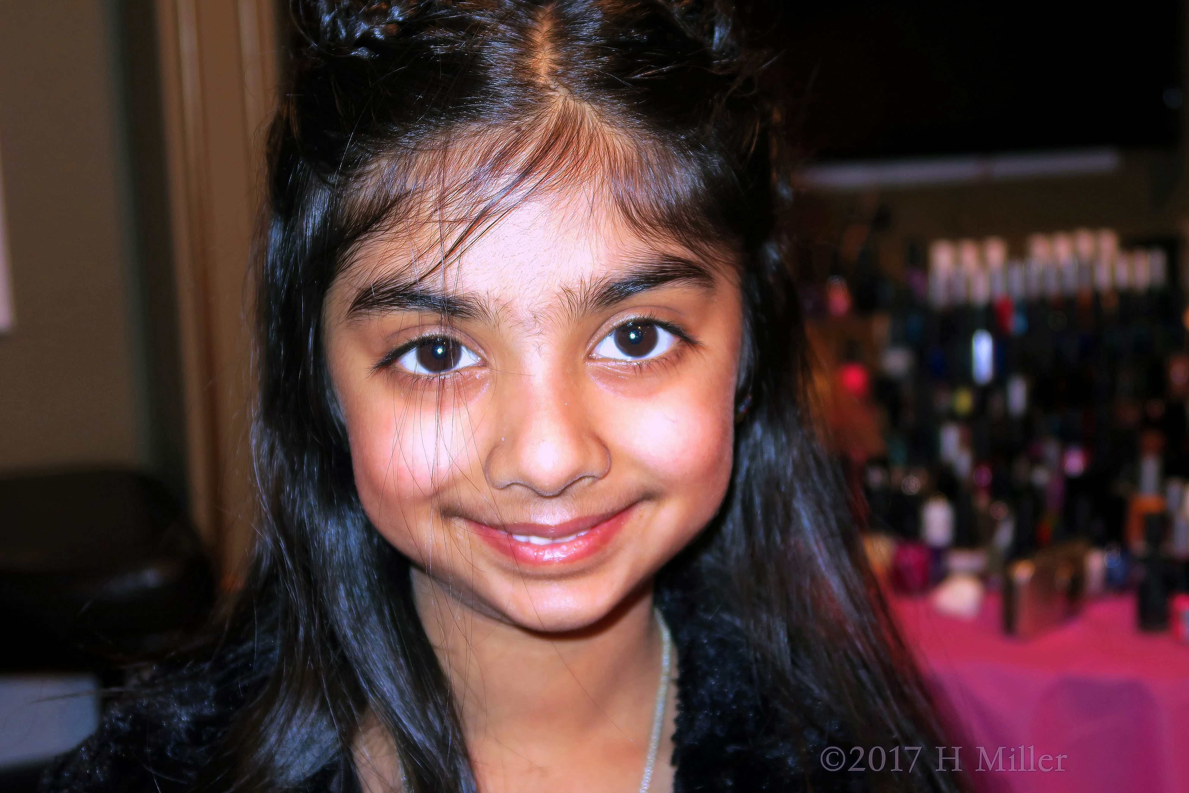 Smiling After Getting Her Hair Styled In A Heart Shaped Braid. Smiling After Getting Her Hair Styled In A Heart Shaped Braid.