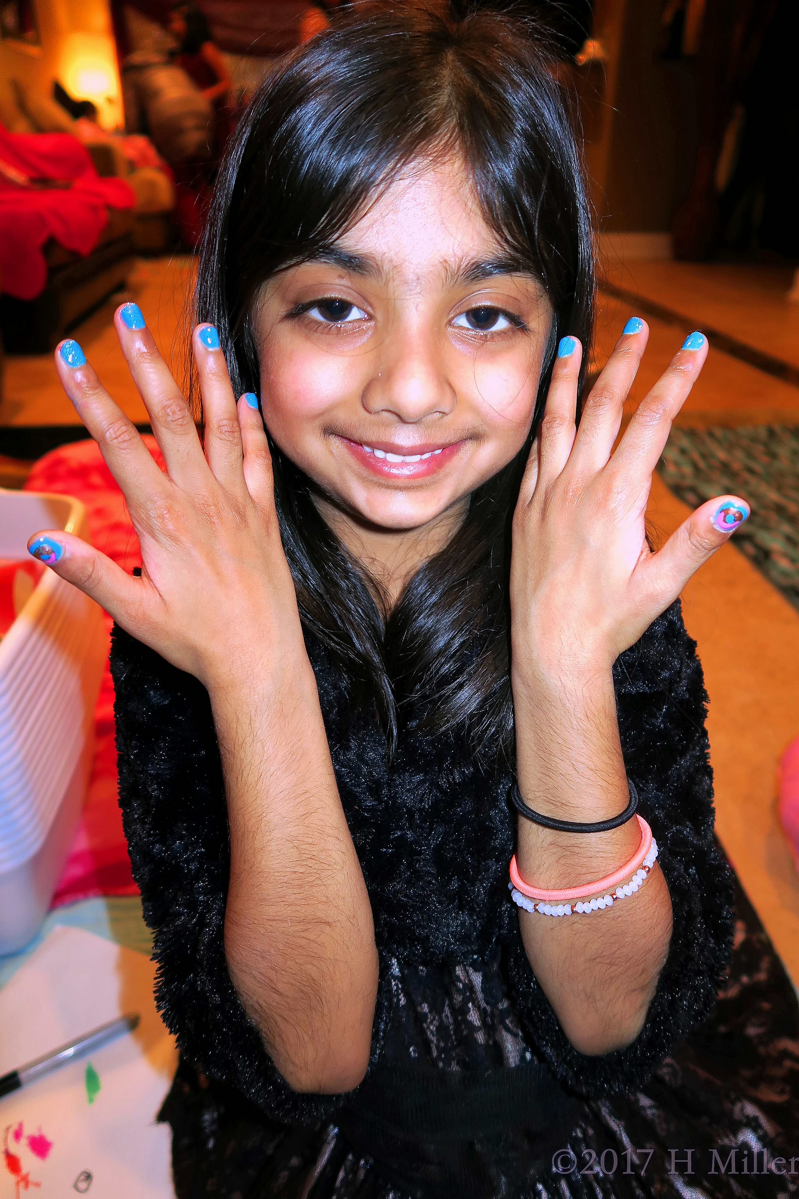 Smiling While Showing Her Mini Manicure At The Girls Spa! Smiling While Showing Her Mini Manicure At The Girls Spa!