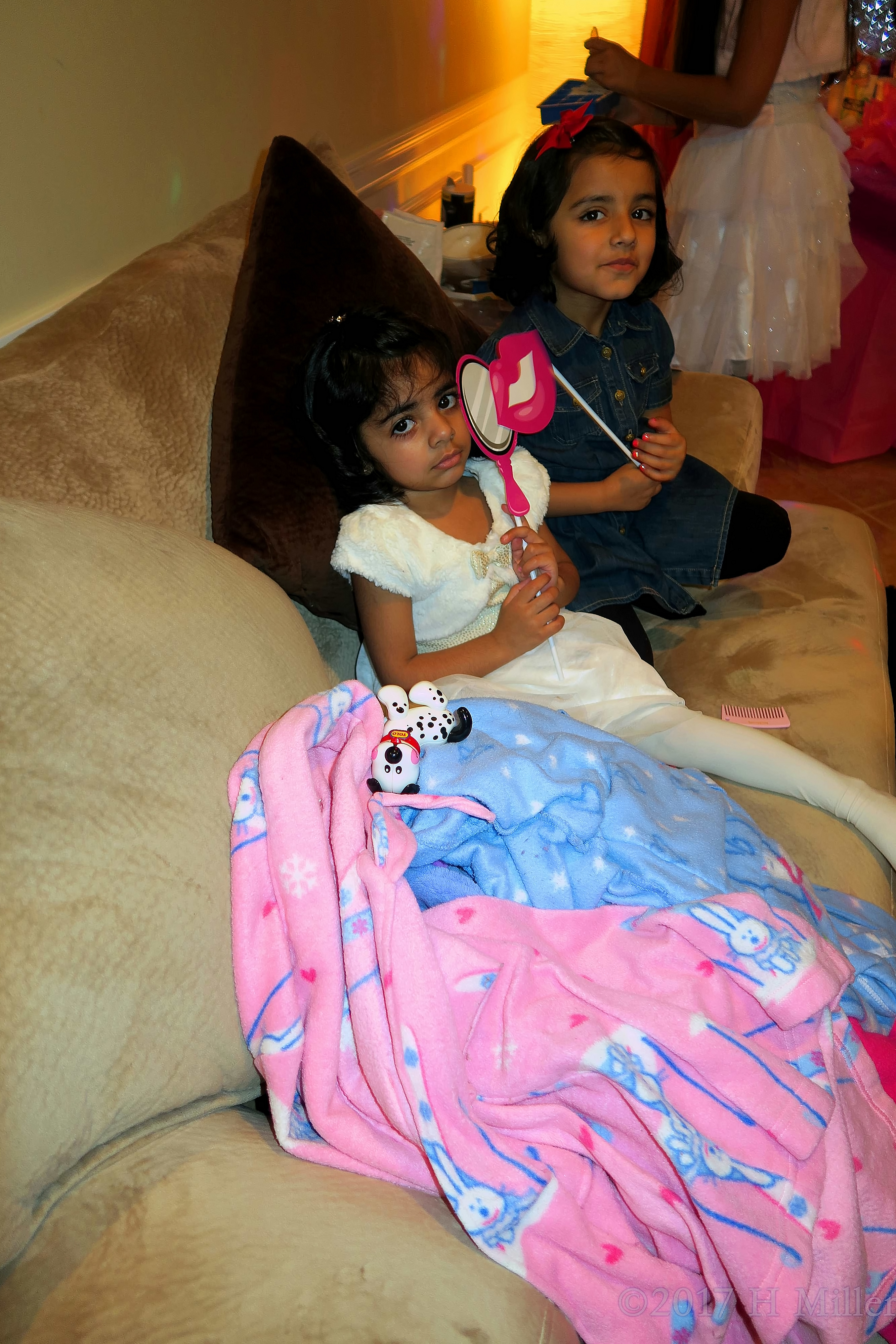 Taking Selfies With Photo Props At The Kids Party. Taking Selfies With Photo Props At The Kids Party.