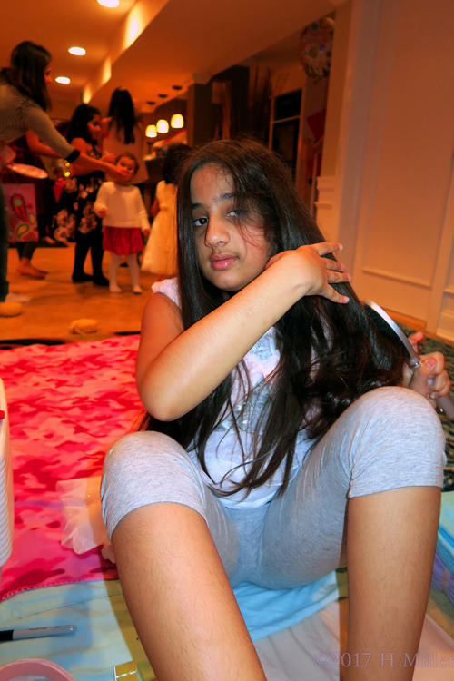 Before Her Hair Gets Styled At The Home Kids Spa. Before Her Hair Gets Styled At The Home Kids Spa.