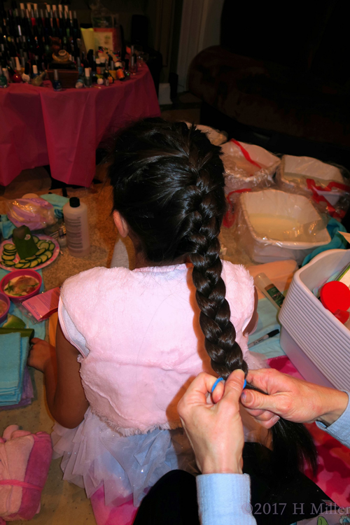Getting A French Braid At The Girls Spa. Getting A French Braid At The Girls Spa.