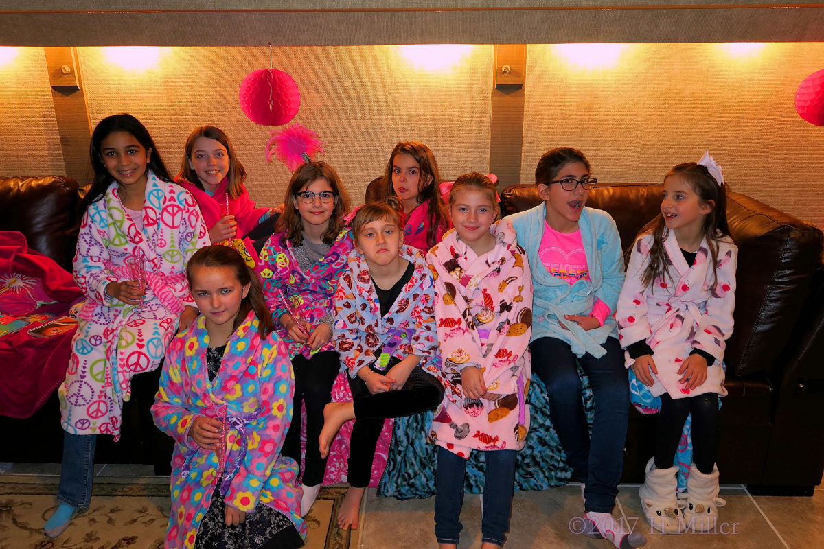 Another Girls Spa Party Group Picture With Robes. 