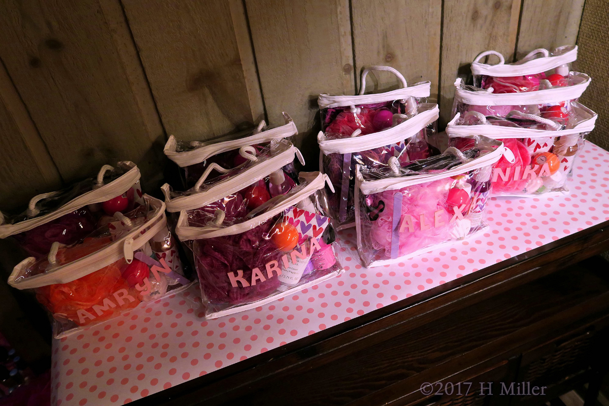 Spa Themed Gift Bags Created By Mom For Alexa And Karina's Birthday Party. 