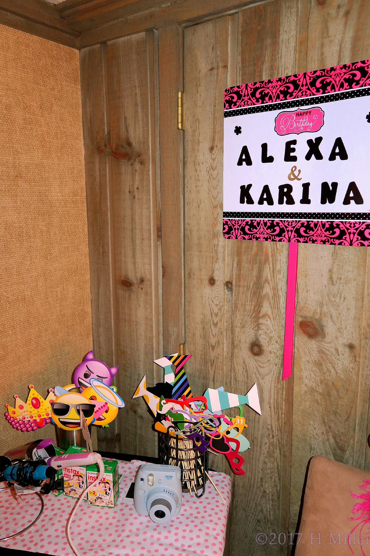 The Birthday Banner And Selfie Photo Station, Complete With Photo Props For Fun Photos! 