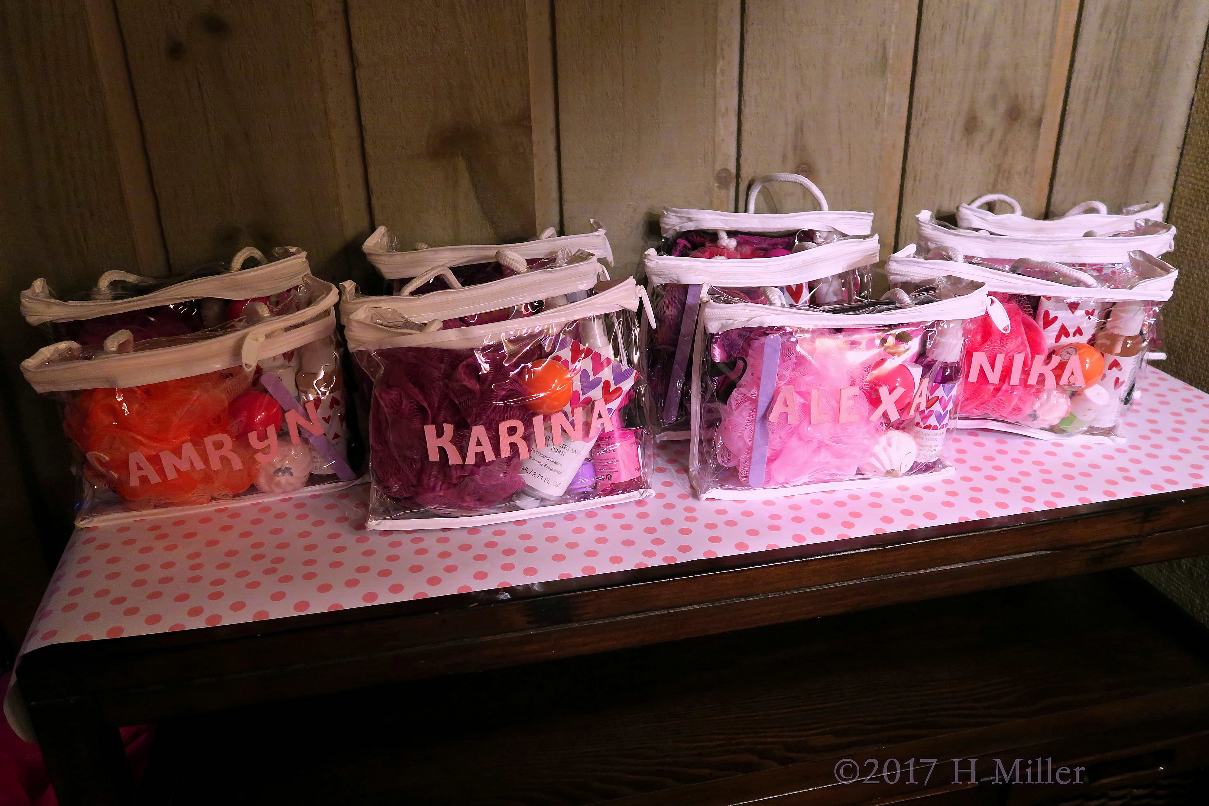 The Kids Spa Gift Bags Table. 