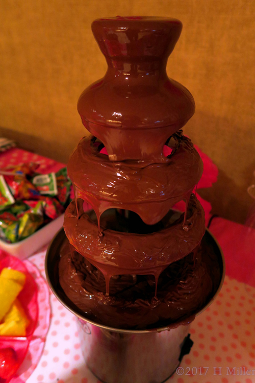 A Close Up Of The Chocolate Fountain. A Close Up Of The Chocolate Fountain.