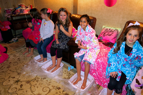 Chilling And Smiling During Kids Pedi Footbaths.