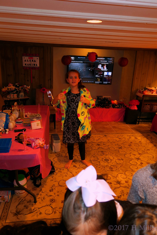 Karina The Birthday Girls Tries On Her Peace Sign Kids Spa Robe Karina The Birthday Girls Tries On Her Peace Sign Kids Spa Robe
