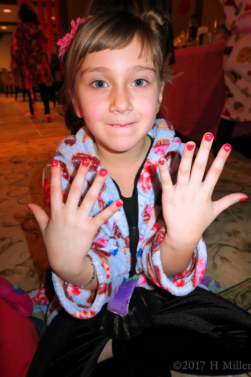 Smiling With Her New Manicure!