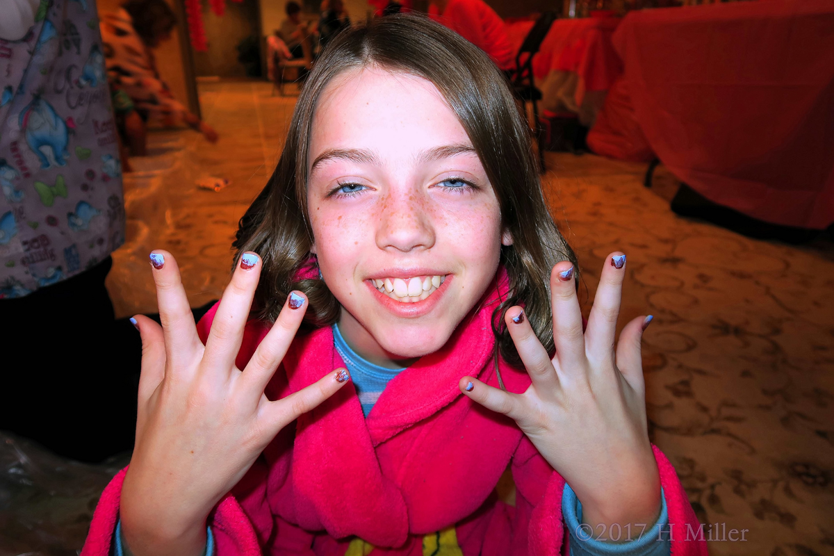 Smiling With Her New Ombre Nail Design. 