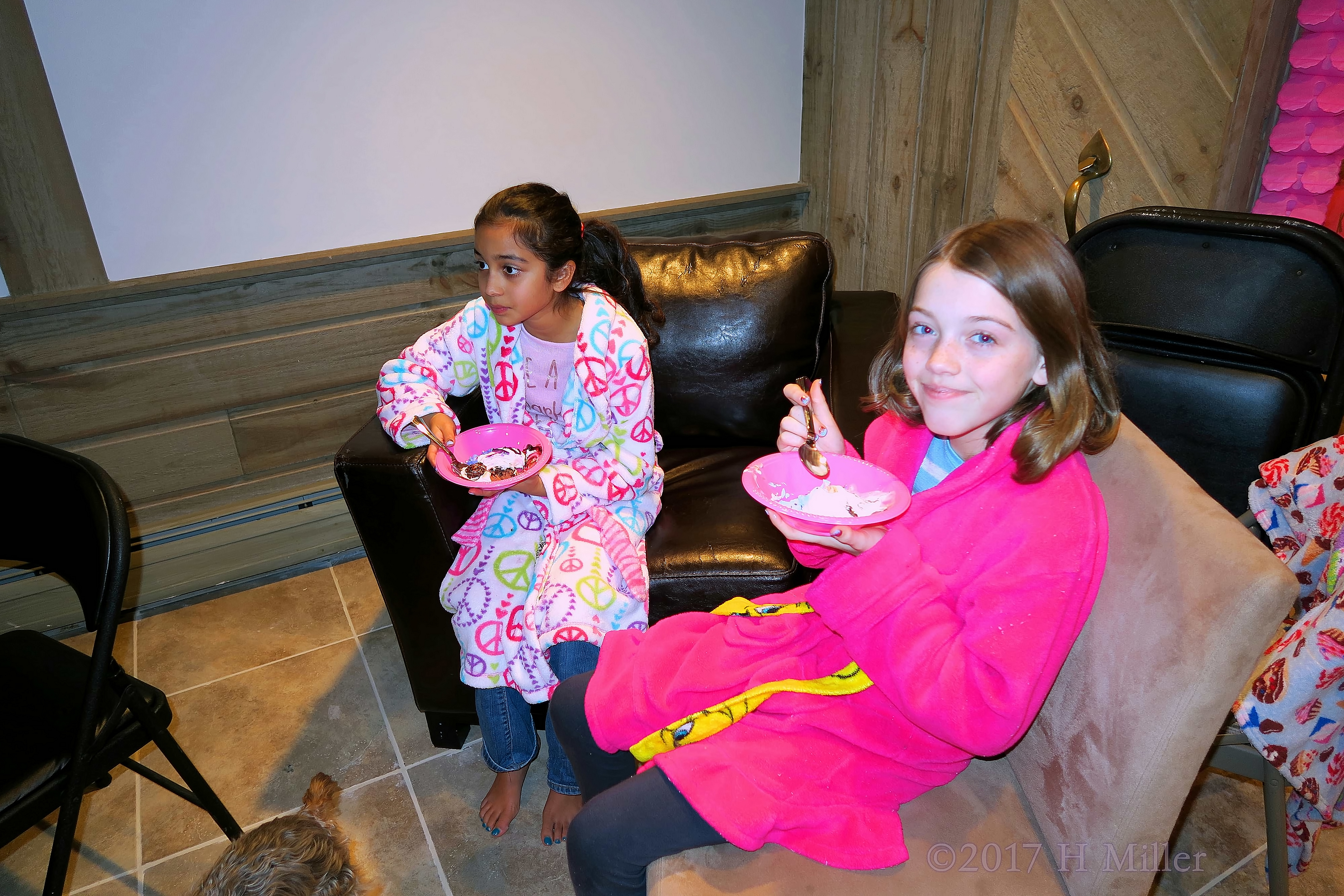 Enjoying Cake At Alexa And Karina's Spa Birthday Party. Enjoying Cake At Alexa And Karina's Spa Birthday Party.