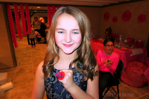 Karina, One Of The Birthday Girls, Enjoying Her Ring Pop!