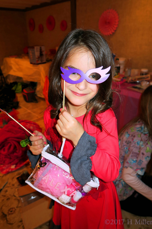 Posing With Photo Props For The Selfie Station At The Spa