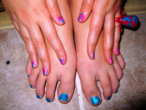 She Likes The Colors In Her Mani And Pedi! They Almost Match Her Ring Pop! She Likes The Colors In Her Mani And Pedi! They Almost Match Her Ring Pop!