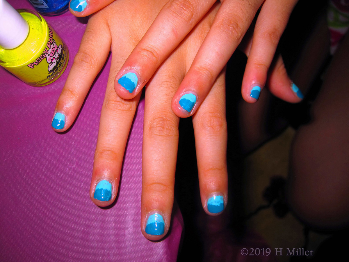 Shades Of Blue Ombre Nail Art For Kids Mani!