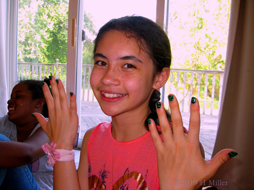 Birthday Girl Happily Shows Her Mini Mani Off