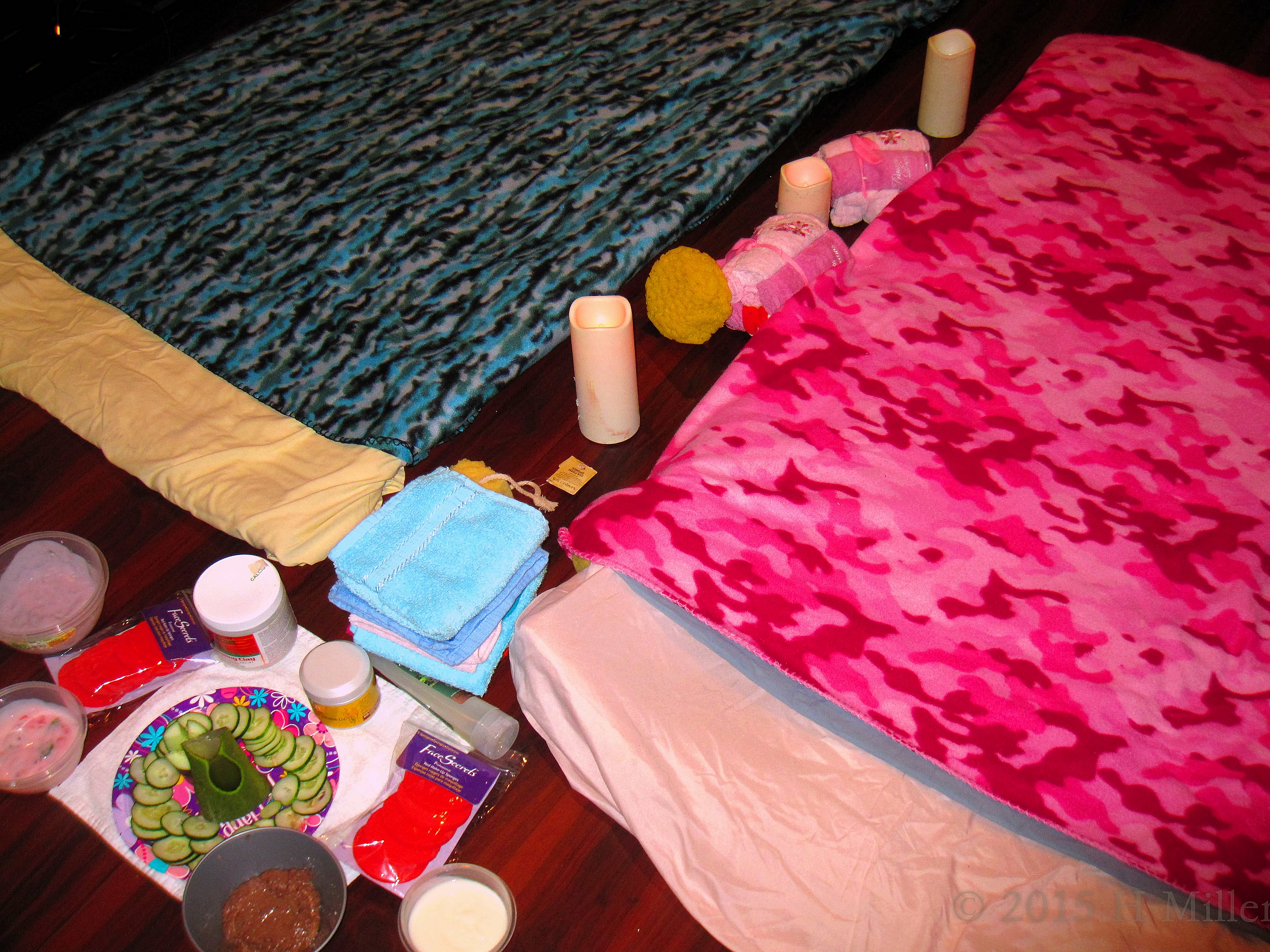 All The Masques And Supplies Set Up For The First Kids=Facial. All The Masques And Supplies Set Up For The First Kids=Facial.