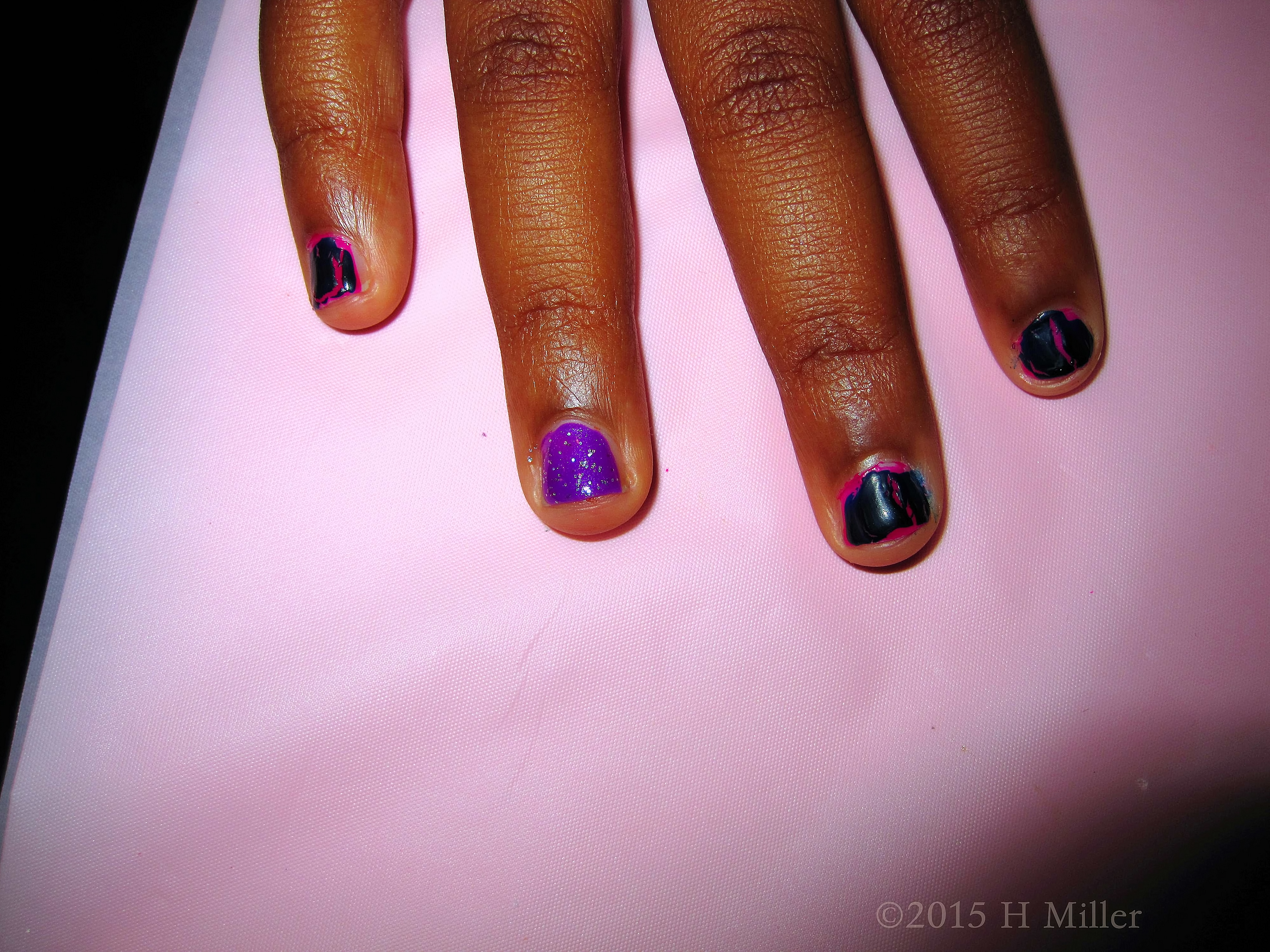Hot Pink With OPI Shatter And One Different Nail. Hot Pink With OPI Shatter And One Different Nail.