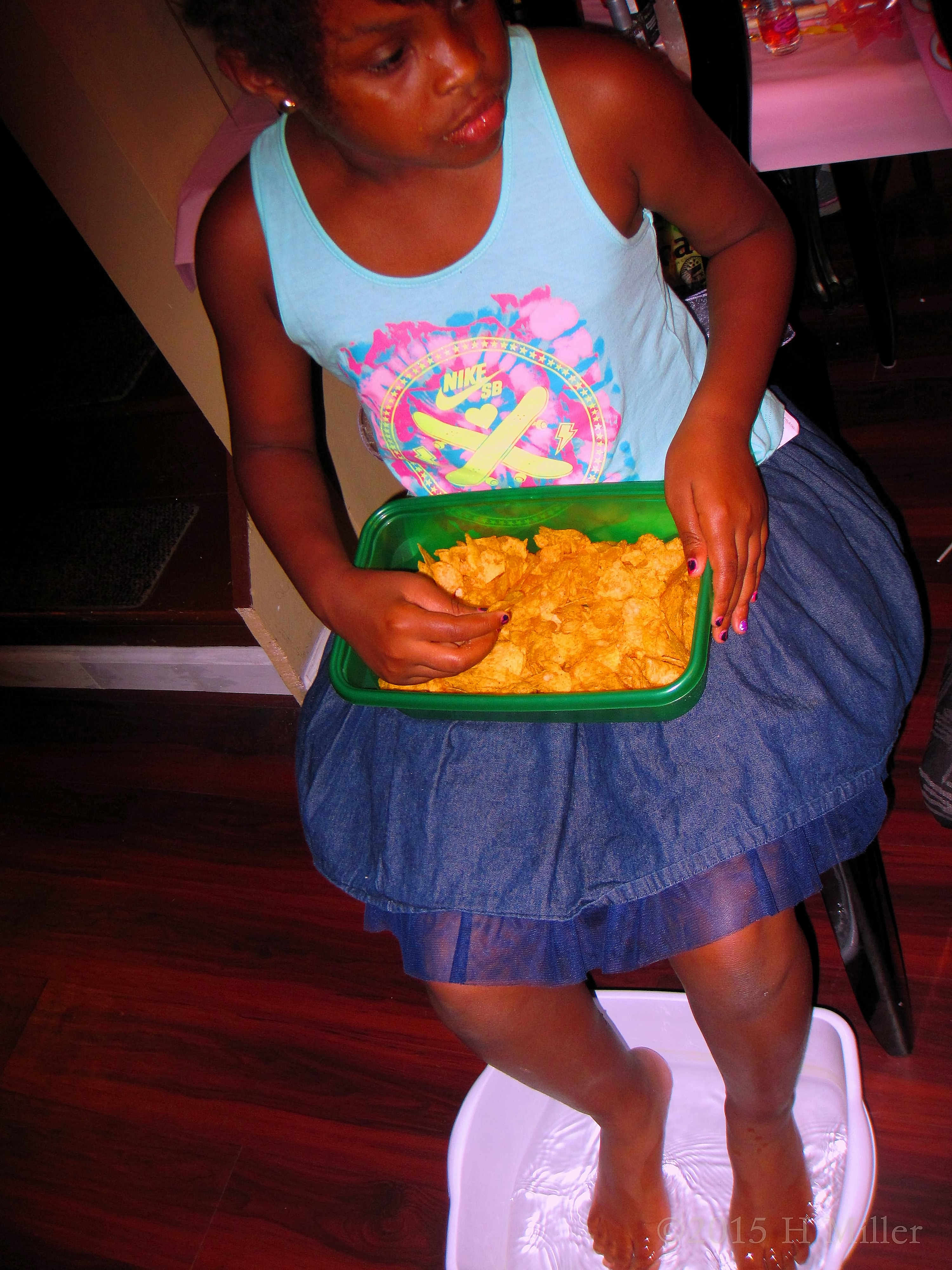 Enjoying A Snack During The Foot Bath. Enjoying A Snack During The Foot Bath.