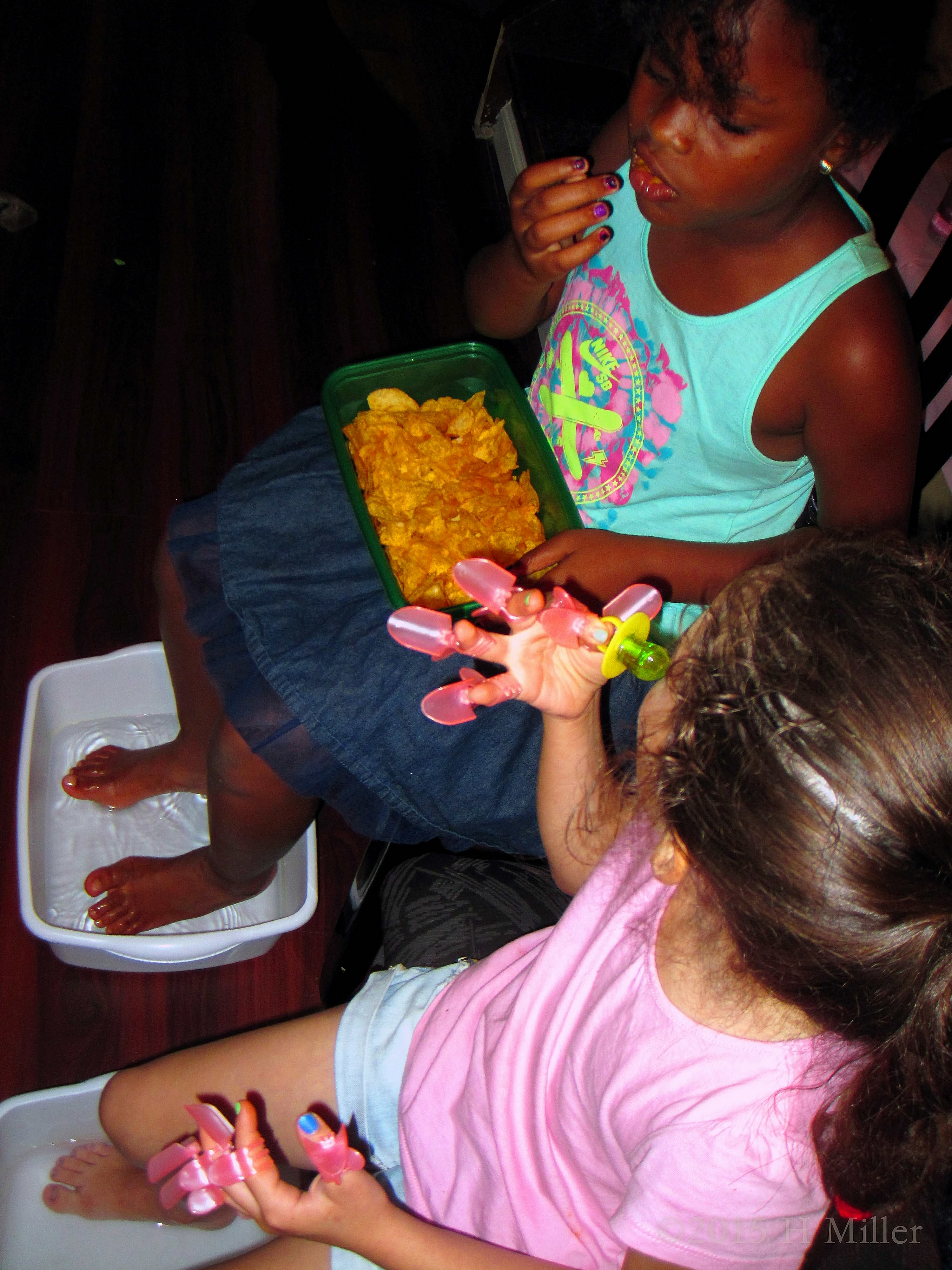 The Girls Enjoying The Scented Foot Bath. The Girls Enjoying The Scented Foot Bath.