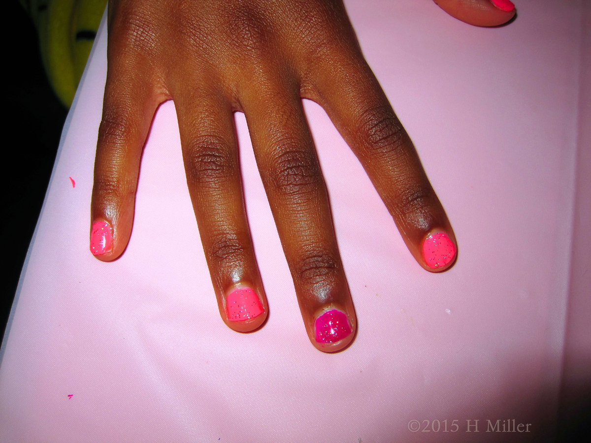 Pink Mani With A Darker Shade On One Nail 