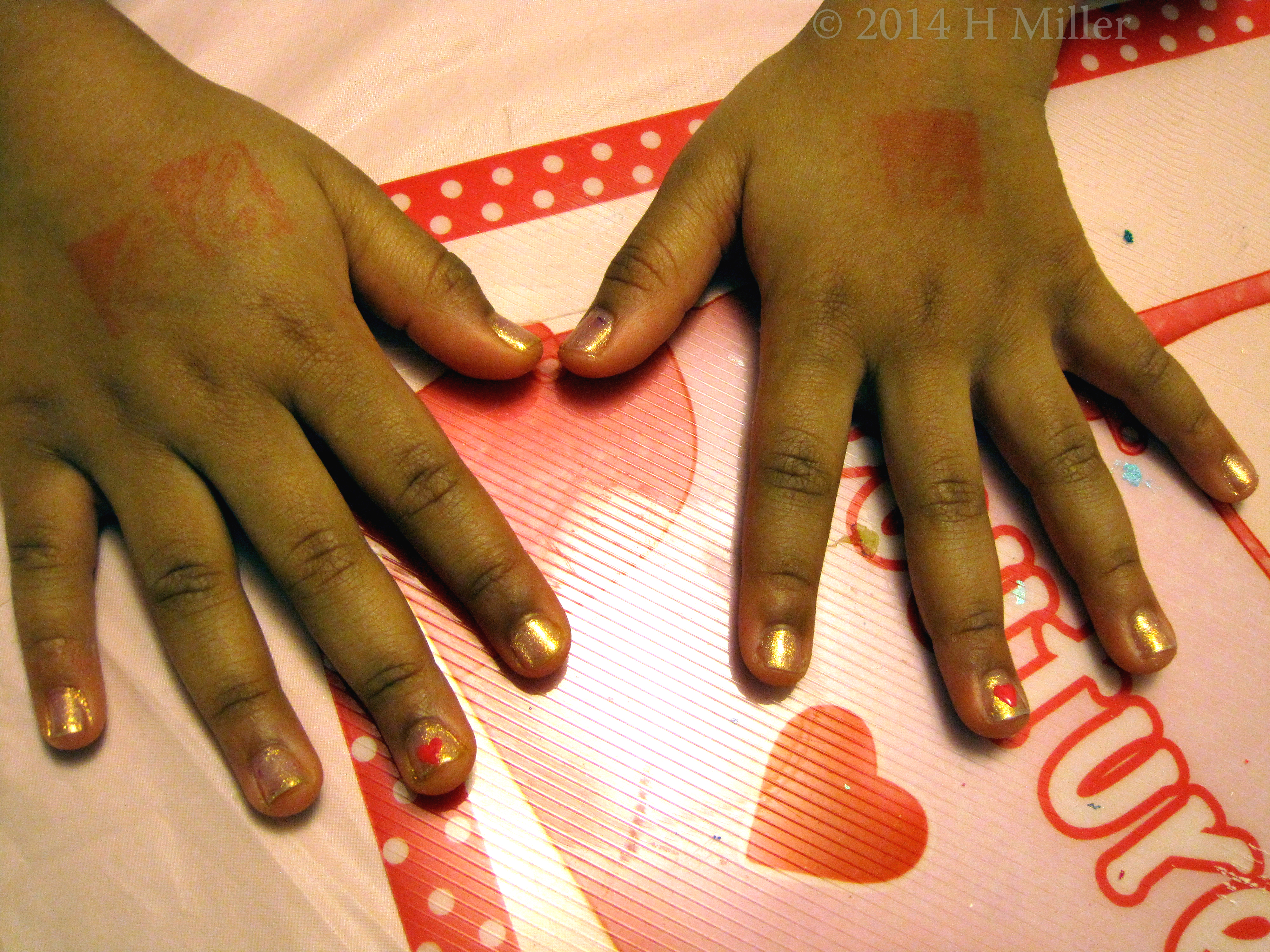 Pink Hearts On Silvery Lavendar Kids Spa Nail Art Pink Hearts On Silvery Lavendar Kids Spa Nail Art