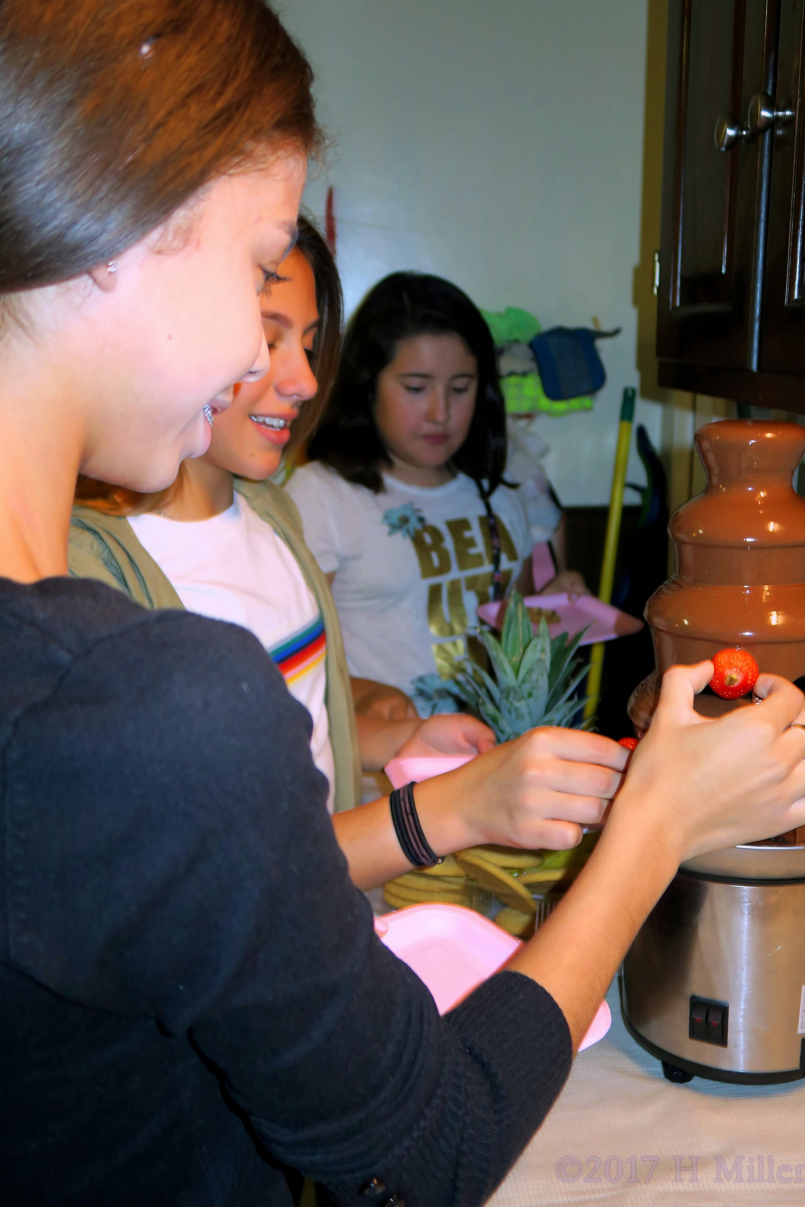 All The Girls Dip Some Fruit In The Chocolate Fountain! All The Girls Dip Some Fruit In The Chocolate Fountain!