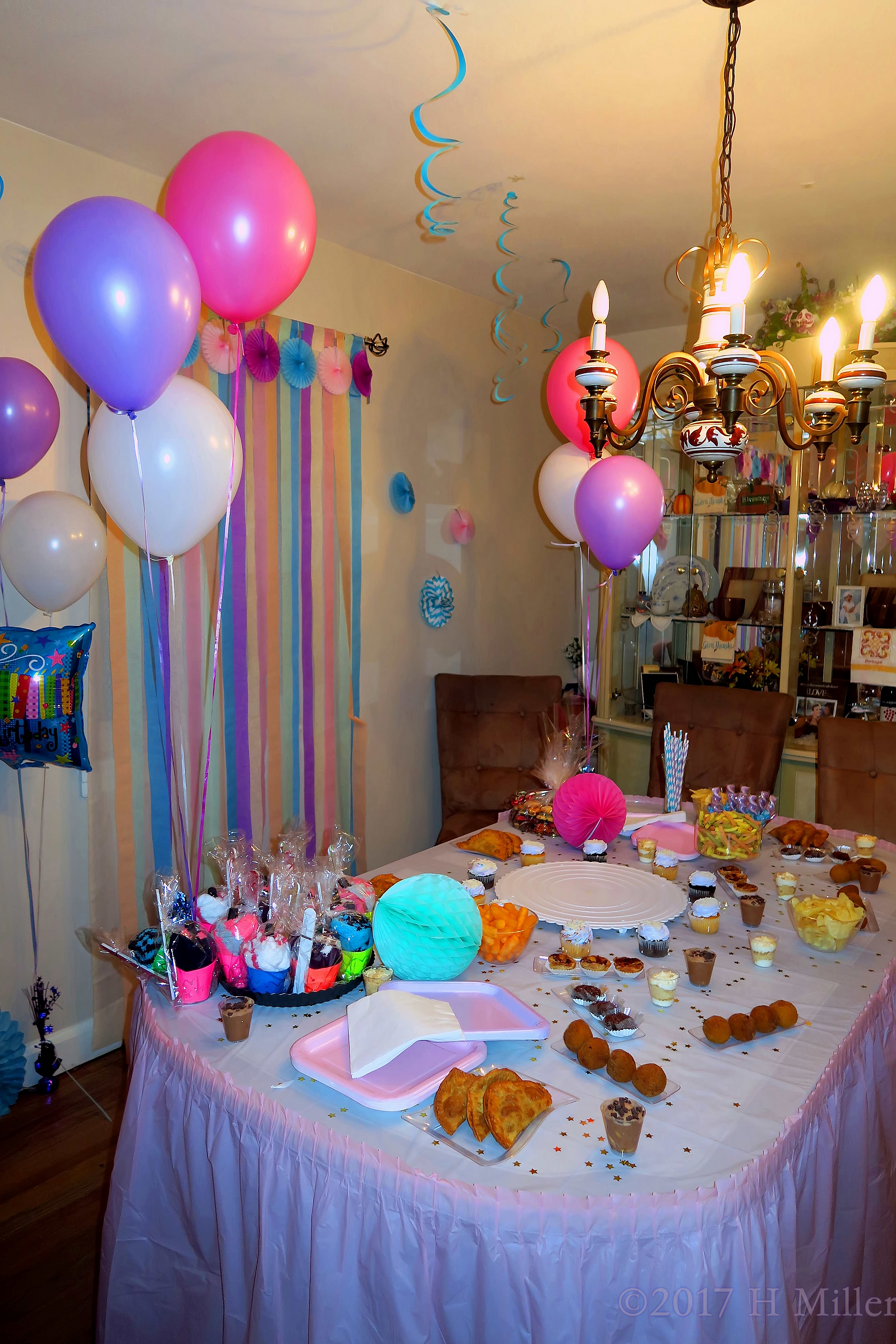 Another View Of The Treats And Dinner Table At The Spa For Girls. 