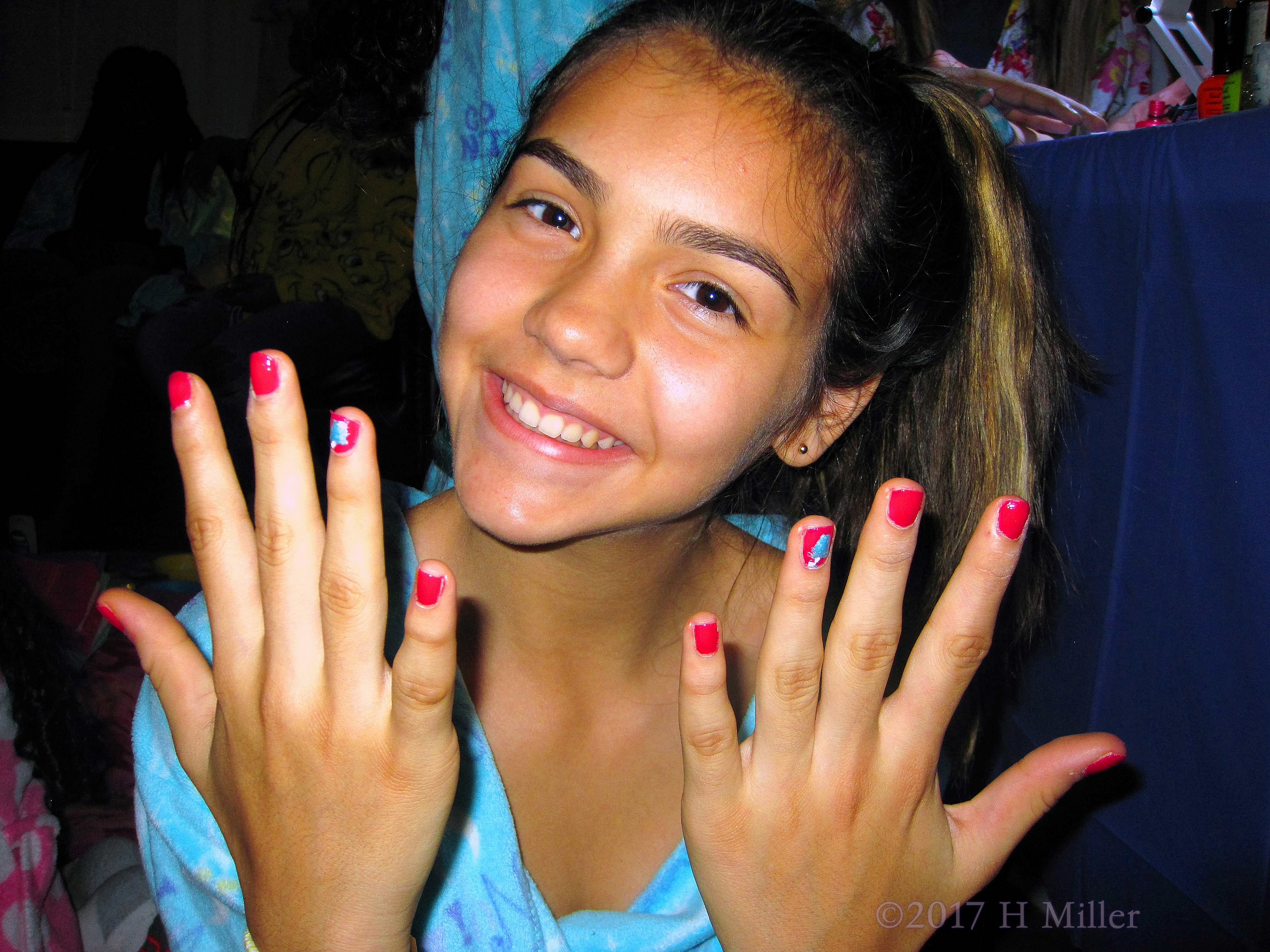 Big Smiles After Girls Manicure. 