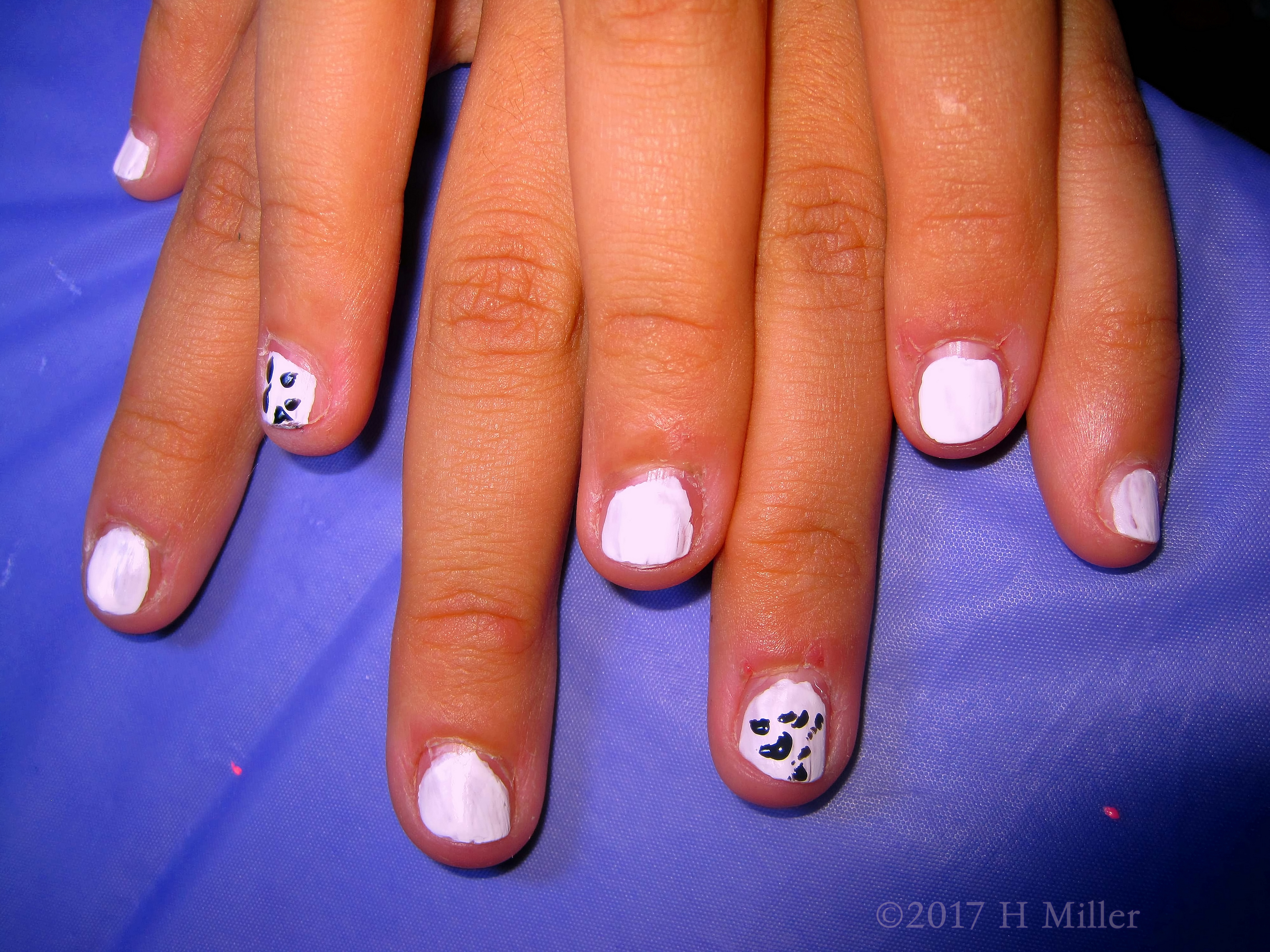 Cow Spots For This Girls Nail Design On Her Mini Mani. Cow Spots For This Girls Nail Design On Her Mini Mani.